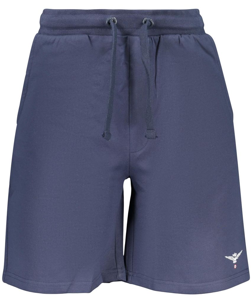 Kurze blaue Herren-Trainingshose mit Taschen und Taillenzug