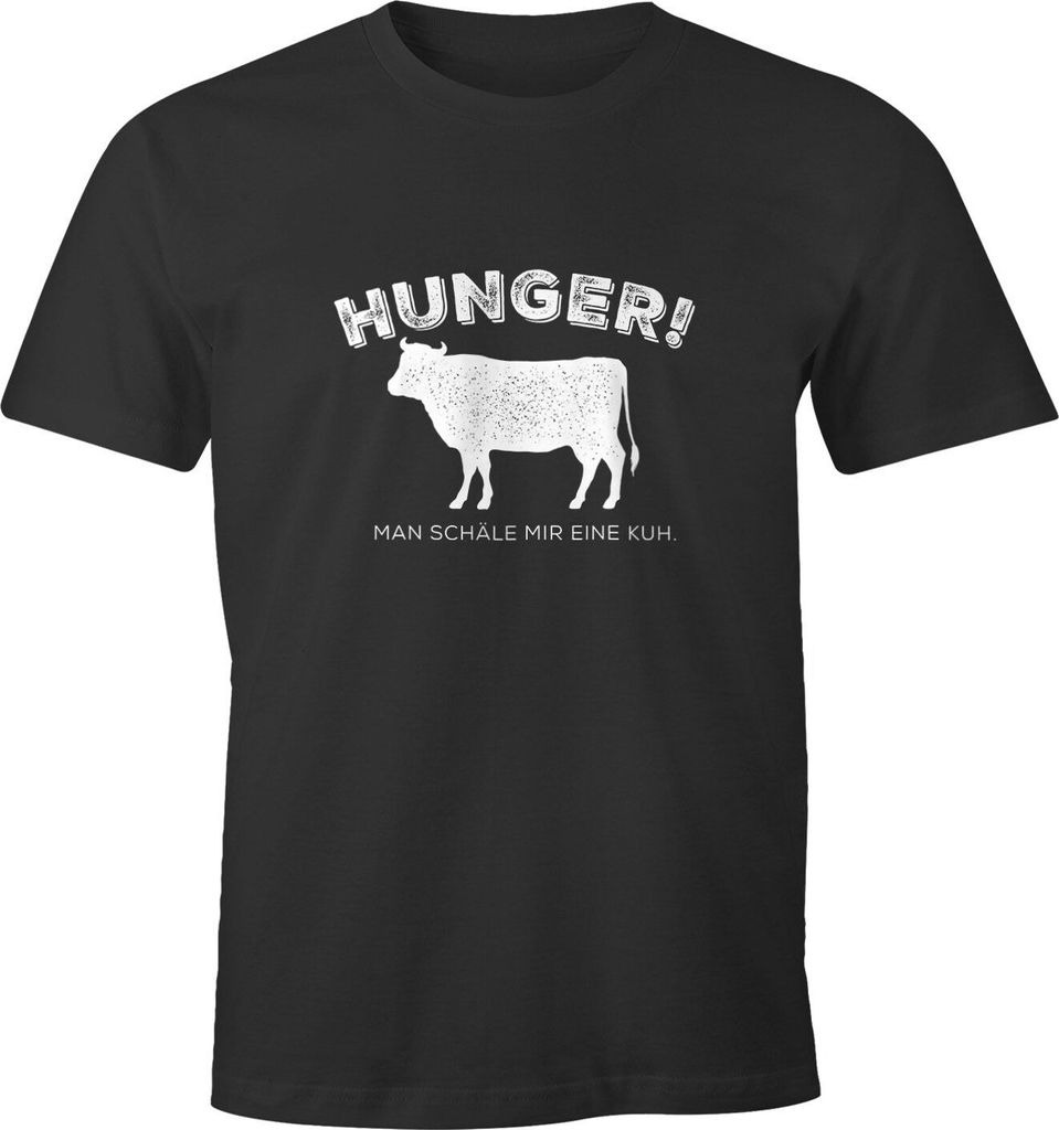 Herren T-Shirt Hunger! Man schäle mir eine Kuh. lustiges Spruch Fun-Shirt Moonworks anthrazit 3XL