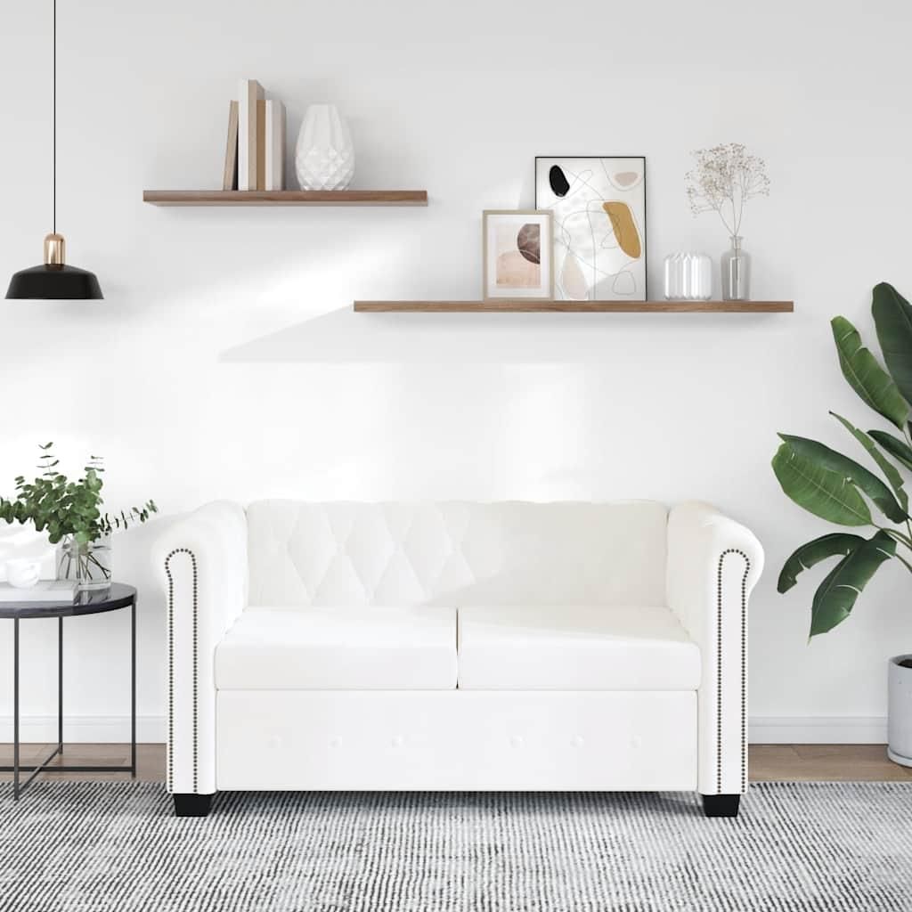 "2026 Promotion" Chesterfield-Sofa 2-Sitzer - Wohnzimmer Sofa - Kunstleder Weiß - Klassische Sofas CC2262