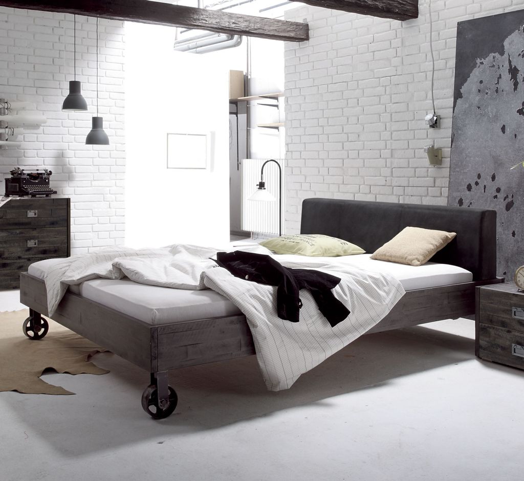 HASENA Factory Line Bett Road Polster Ceneri vintage grey 160x200