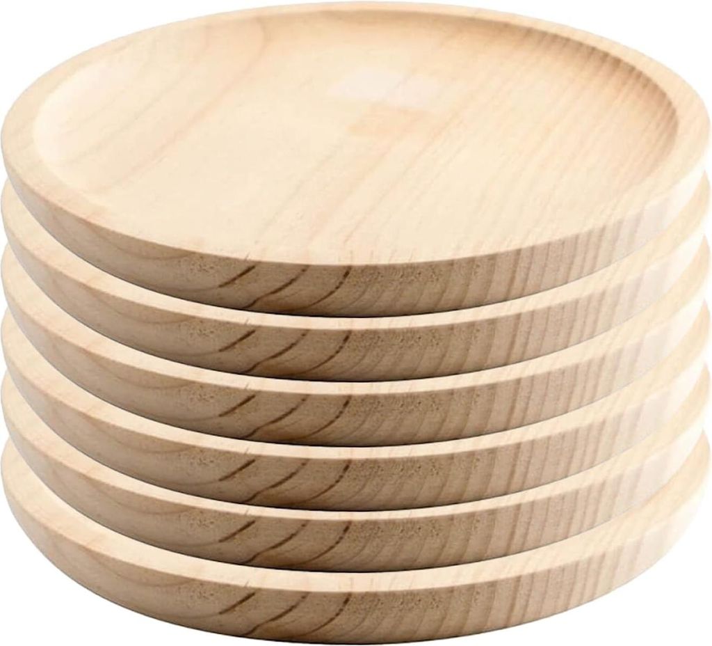 Holztablett - Rundes Fleisch- und Käsebrett - Set von 6 - Ø 24 cm