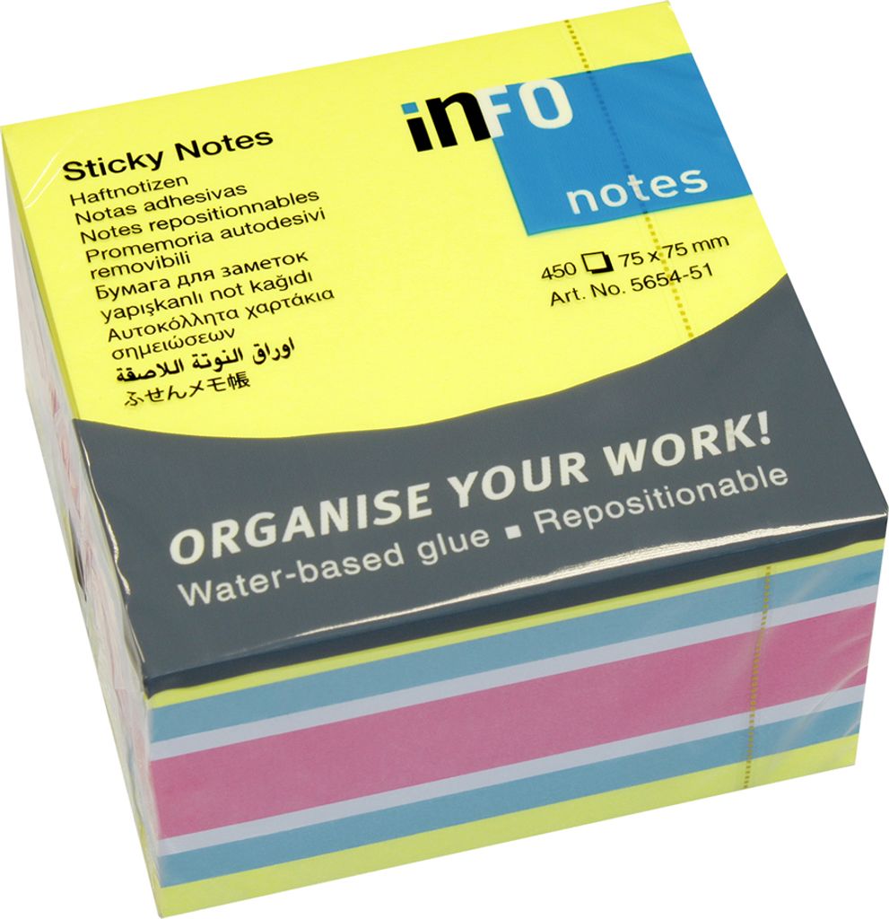inFO notes Haftnotizen-Würfel 75 x 75 mm Brilliantmix