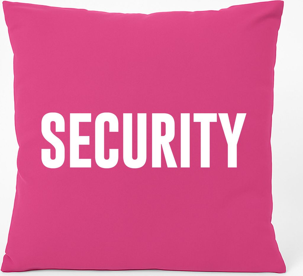 Huuraa Kissen Security Schriftzug 40x40cm mit Füllung Fuchsia Baumwolle Dekokissen Geschenkidee