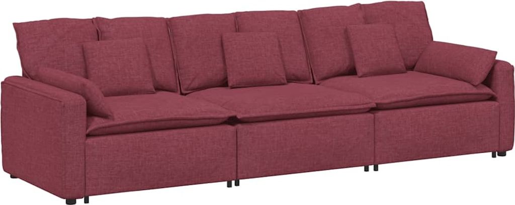 Modulares Sofa mit Kissen Weinrot