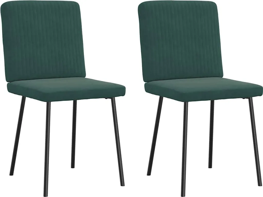 Set 2 Sedie da Pranzo in Velluto Verde Scuro | Design Vintage Elegante