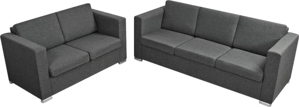"im Sonderangebot" Zweiteilige Sofagarnitur Stoff Dunkelgrau - 137 x 73 x 78 cm - NeuMöbel5250512