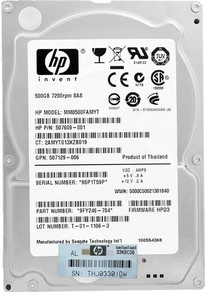 Festplatte HP MM0500FAMYT 500GB Sas II 2.5'' Zoll 507609-001