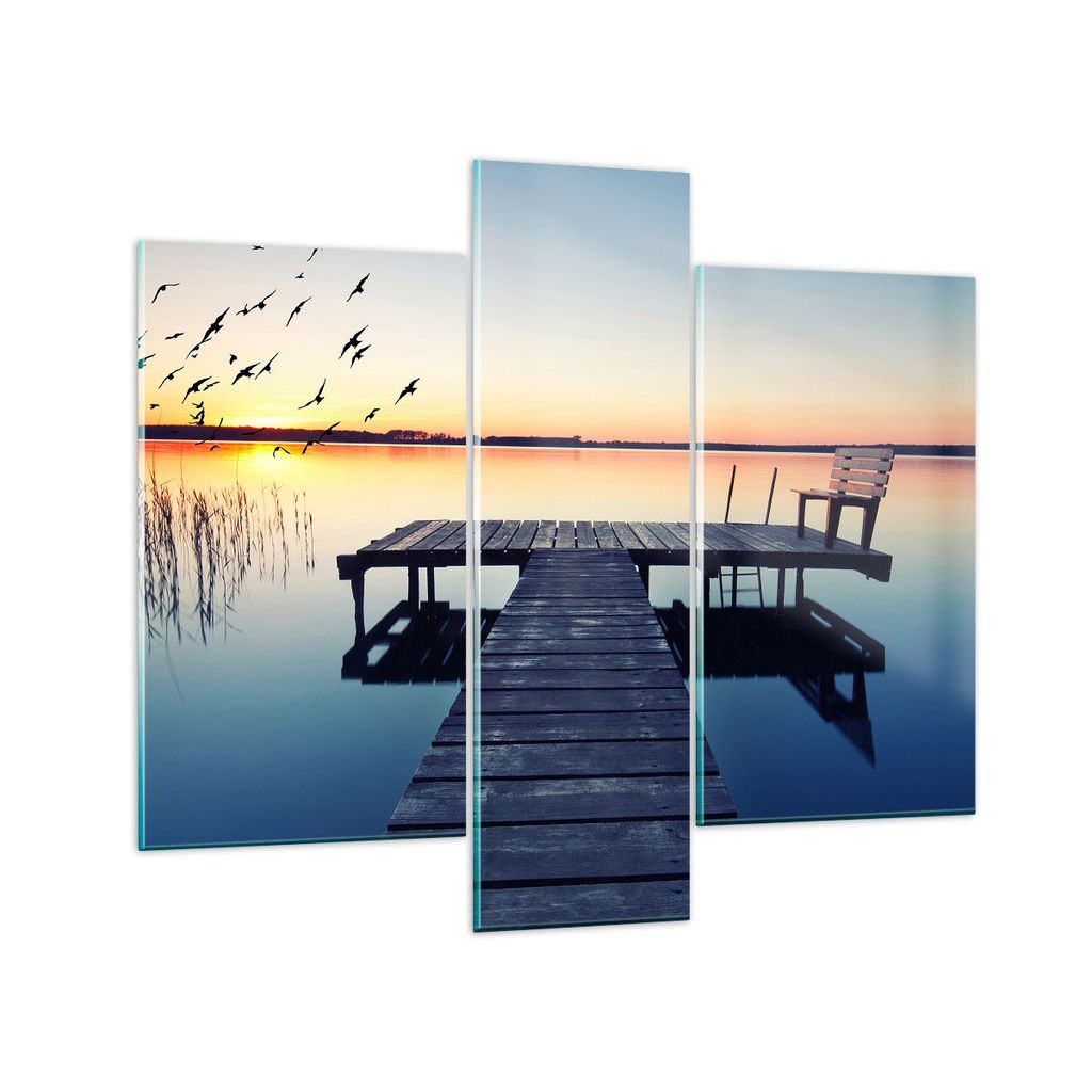 Bilder auf glas - See Brücke - 95x80cm - Glasbilder - Wandbilder - Bilder - Kunstdruck - zum Aufhängen bereit - Wanddekoration aus Glas - Glas Bi...
