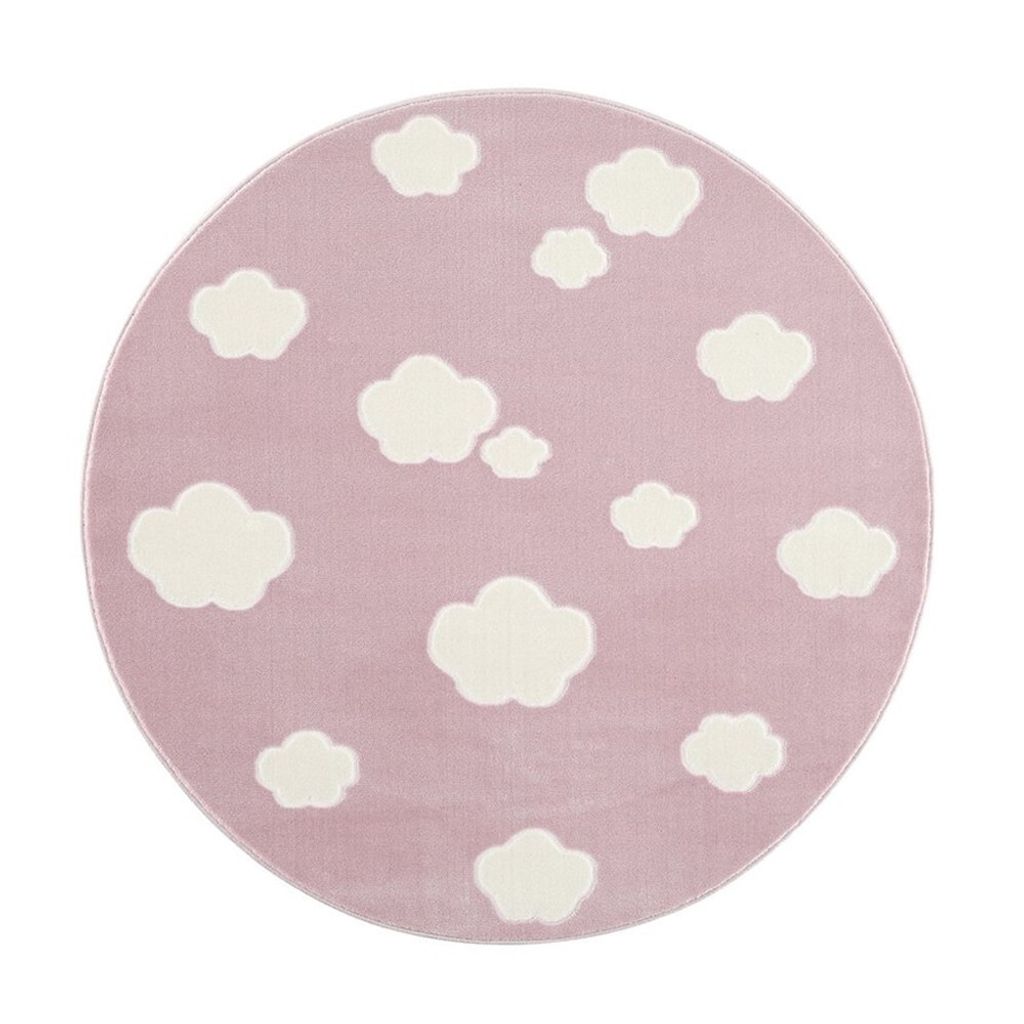 Livone Teppich Ø 133 cm Happy Rugs Sky Cloud Rosa - Weiß