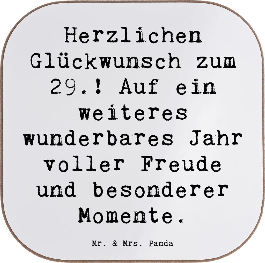 Mr. & Mrs. Panda Untersetzer für Gläser Spruch 29. Geburtstag - Weiß - Geschenk, liebevoll handgefertigt, handgemachte Geschenke, Träumen, Tisc...