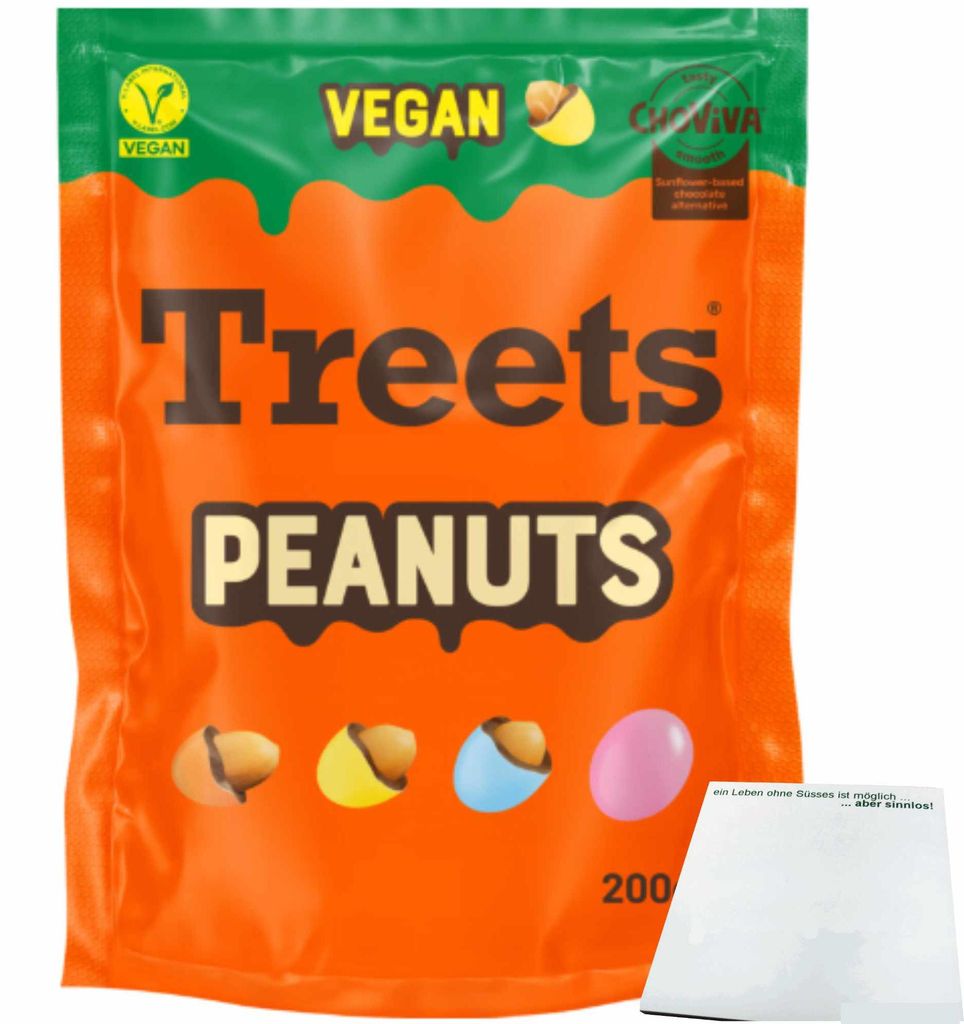 Treets Peanuts Vegan (200g Beutel) + usy Block Produktbild 