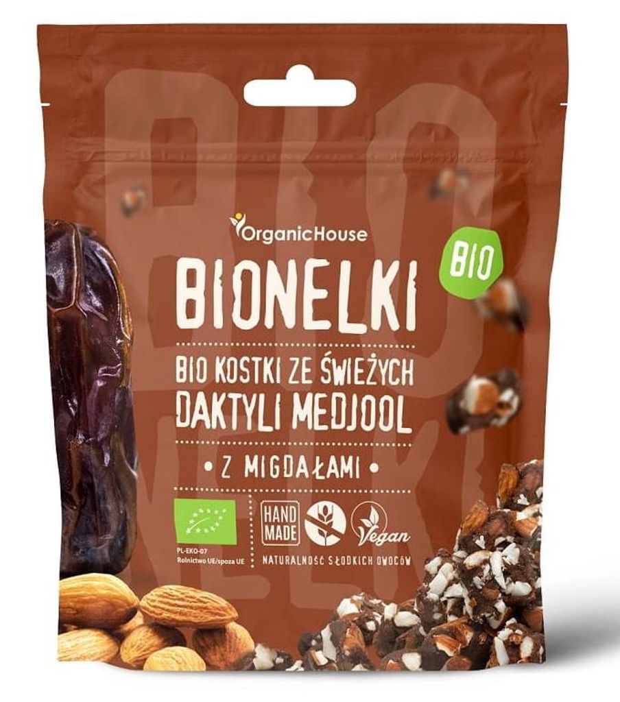 GLUTENFREIE -DATTELWÜRFEL MIT MANDELN 50 g – ORGANICHOUSE (BIONELKI)