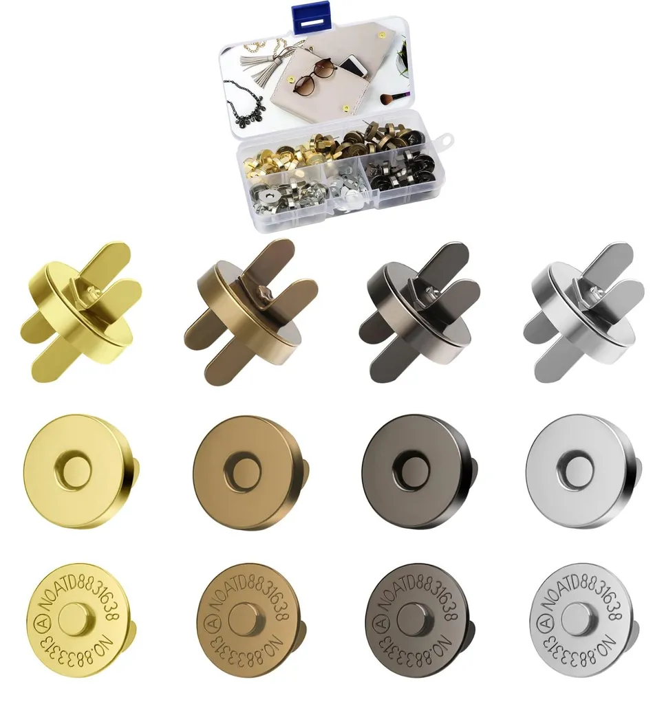 Fermoirs Magnétiques à Coudre 18mm Lot de 24 Pièces Multi-couleurs DIY