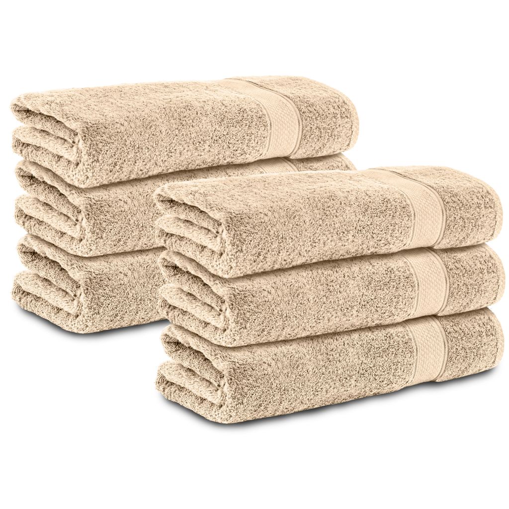 Komfortec 6er Handtücher 50x100 cm Set aus 100% Baumwolle, 470g/m², Frottee, Weich, Beige