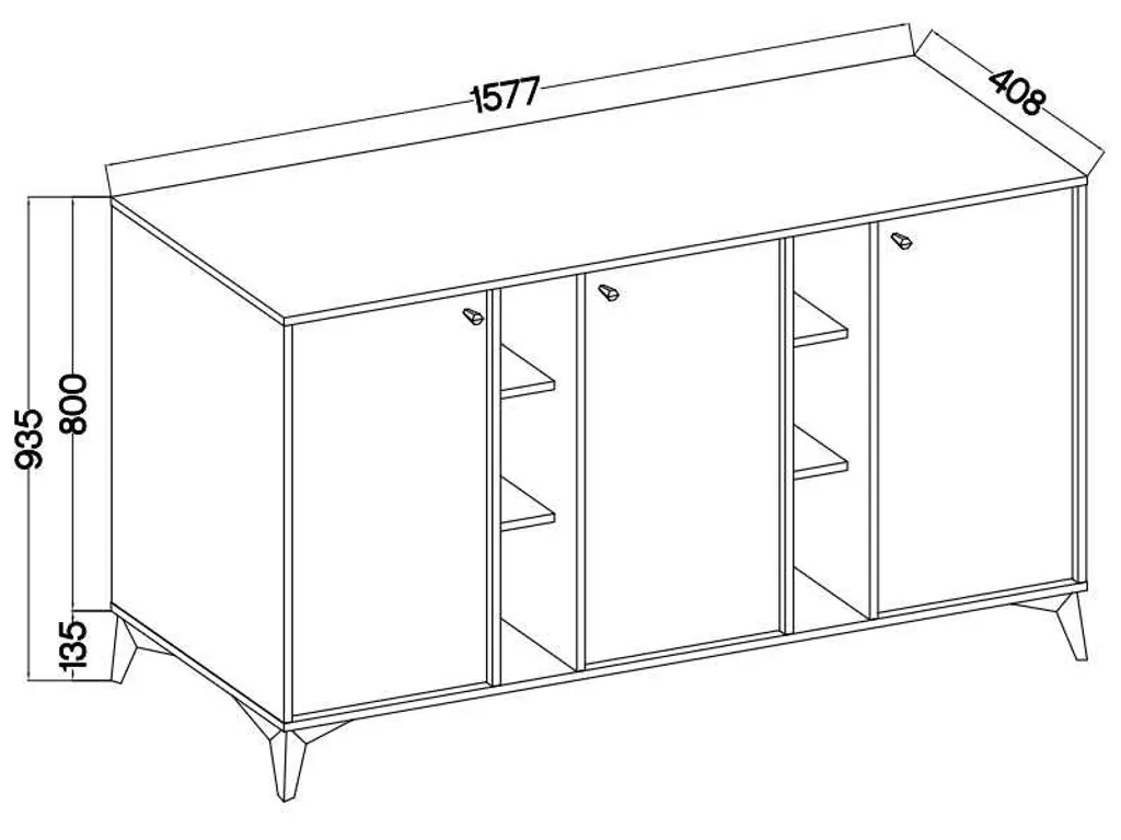 Commode large IROS 1 noir graphite et or - Meuble de rangement chic - 2
