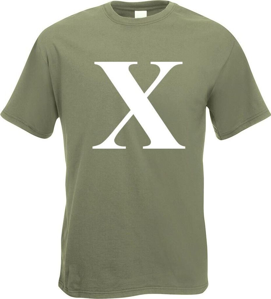 Kiwistar - T-Shirt - Olive - Buchstabe X - Alphabet Motiv Bedruckt Funshirt Design Print - mit Motiv Bedruckt - Funshirt Design - Sport - Freizeit ...