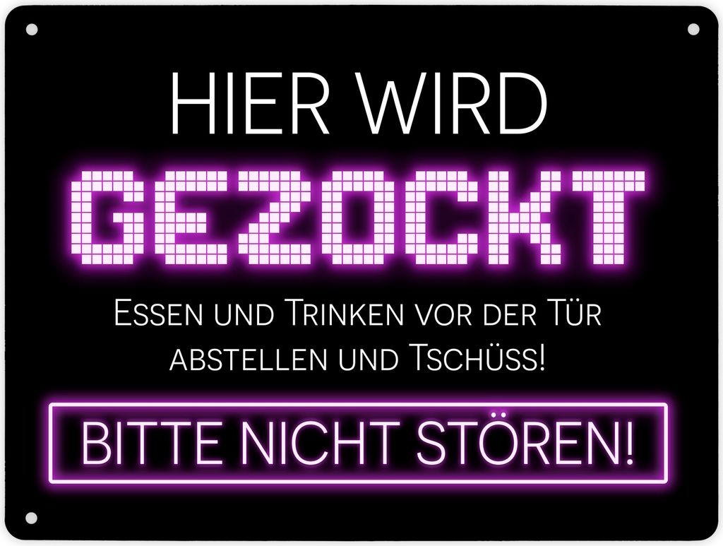 Hier wird gezockt Metallschild XL in 21x28 cm für Gamer in Produktbild 