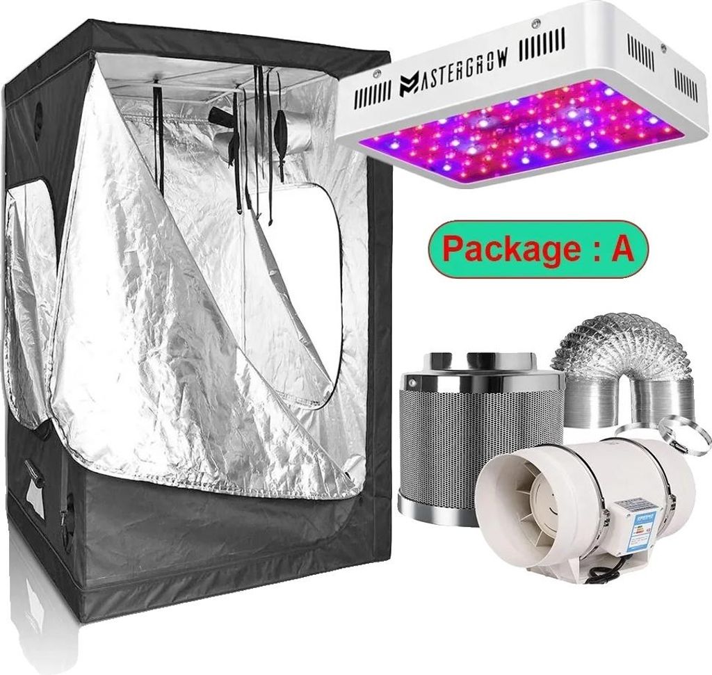 Grow Tent Kit, 2000W LED Wachstumslampe, Kohlefilter Kombination, Paket A-b, 80x80x160cm Kit