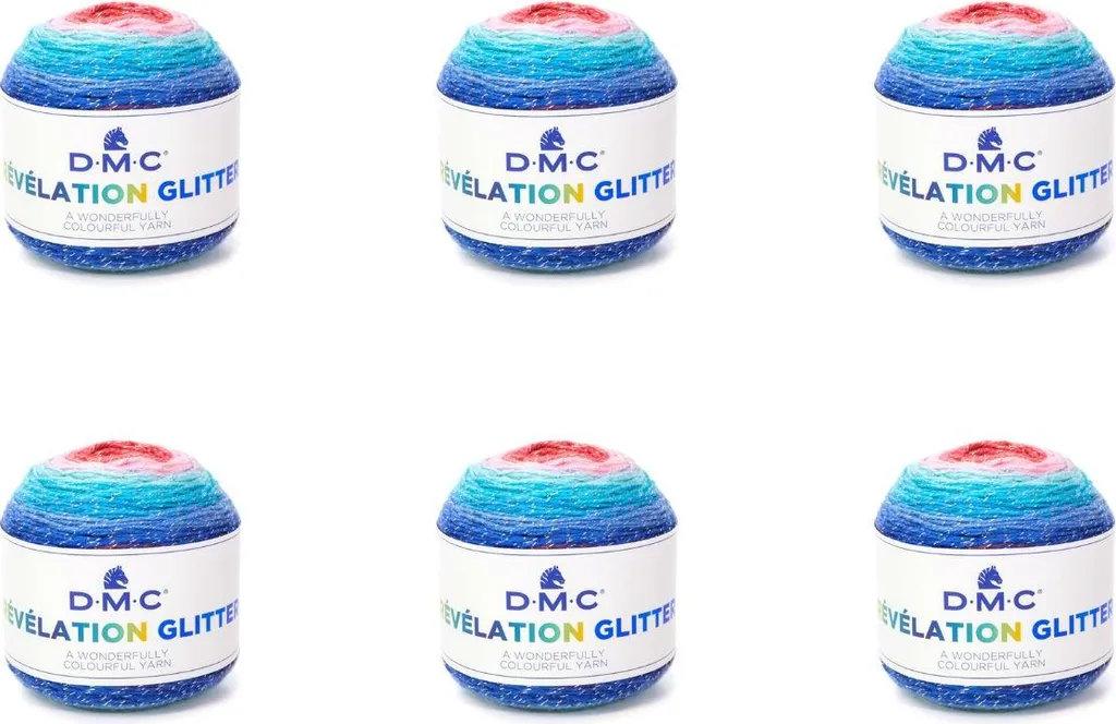 6 Pelotes DMC Révélation Glitter 501 : Fil Facile pour Tricot Brillant