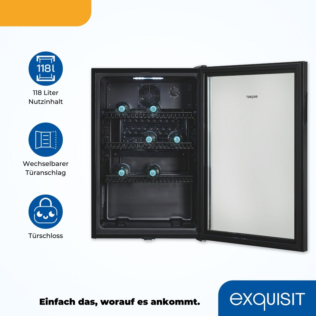Exquisit Glastürkühlschrank GKS120-GT-160C schwarz | Produktbild 3