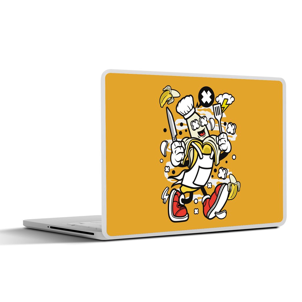 MuchoWow Laptop Aufkleber Sticker Cover Vintage - Banane - Schürze 25x18 cm - Laptop-Deko