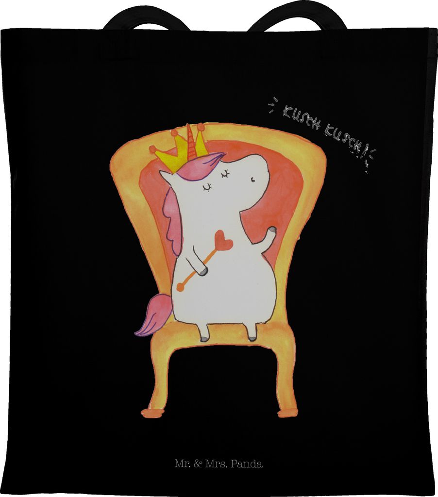 Mr. & Mrs. Panda Tote Bag Einhorn Prinzessin - Schwarz - Geschenk, Monat, Tragetasche, Geburtstagsgeschenk, Geburtstag, Einkaufstasche, Laptoptasch...