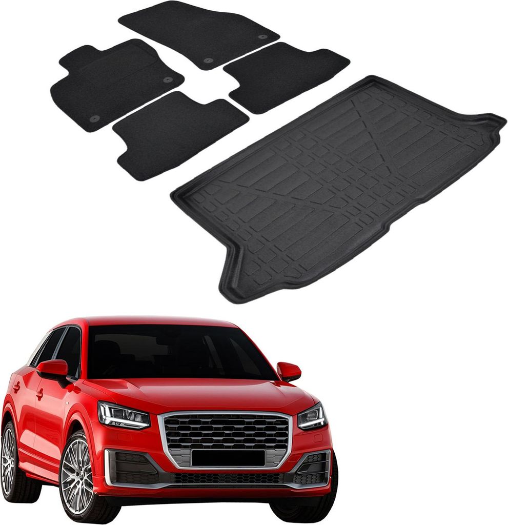 Kofferraumwanne Fußmatten Set Für Audi Q2 Ab 2016, Genaue Passform, mit Hoher Rand