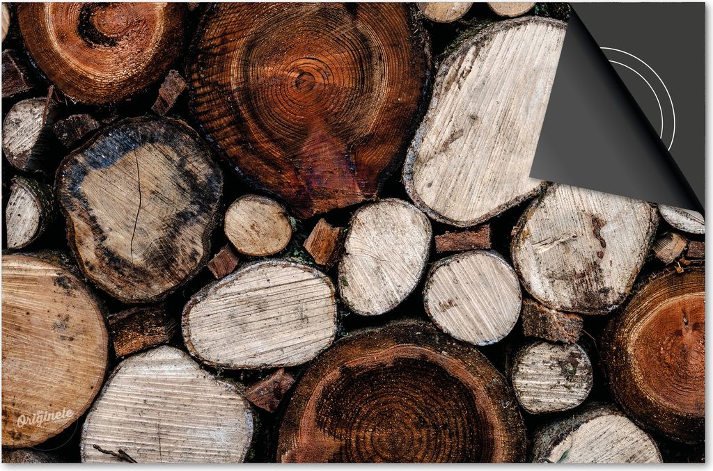 Induktionsschutz 90x52 - abdeckplatte Induktion matt- Dietrix Kochfeldschutz- DELUXE - Holz und Baum - Holz stronken Braun Weiß