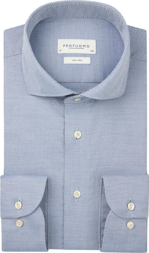 Profuomo Hemd blau bügelfrei Baumwolle