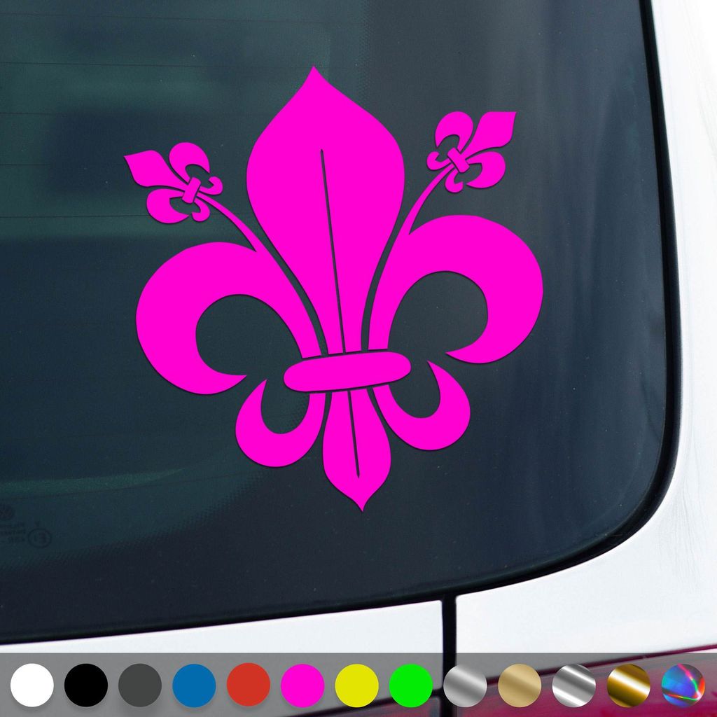 PantherPixel Lilie Aufkleber Französische Fleur De Lis Lys Sticker Auto Geschenkidee Farbe Neon-Pink