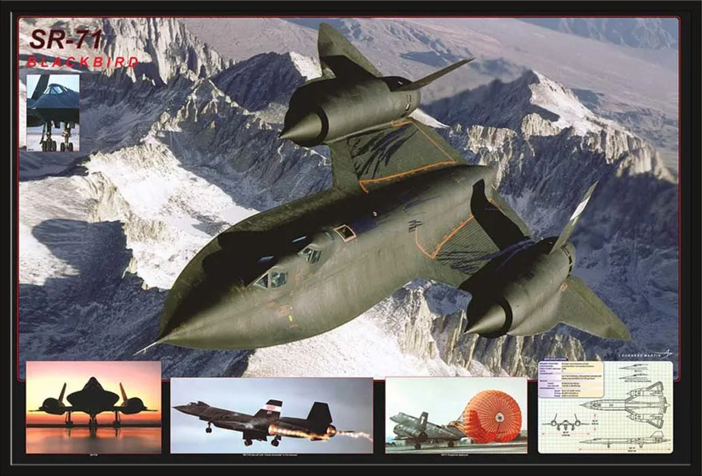 Quadro Aeronautica SR-71 Blackbird | Cornice Nera Shinsuke per Ufficio