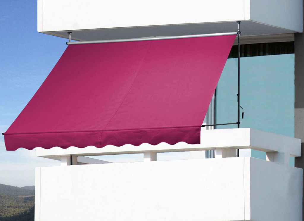 2 Stück Klemmmarkise 200x130cm Bordeaux Balkonmarkise Sonnenschutz Terrassenüberdachung Höhenverstellbar von 200-290cm Markise Balkon ohne Bohren