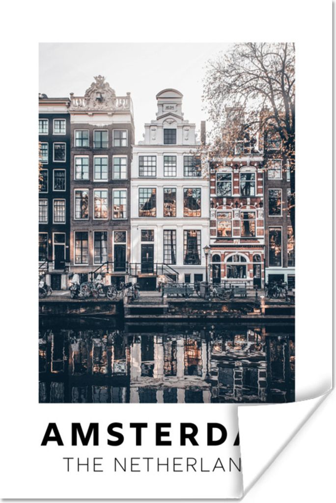 MuchoWow Poster Amsterdam - Niederlande - Huizen 120x180 cm - Kunstposter