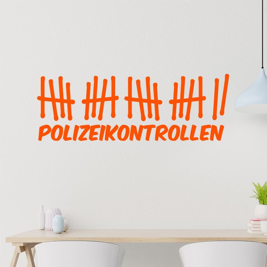 Polizeikontrollen Wandtattoo in 6 Größen - Wandaufkleber Wall Sticker - Dekoration, Küche, Wohnzimmer, Schlafzimmer, Badezimmer