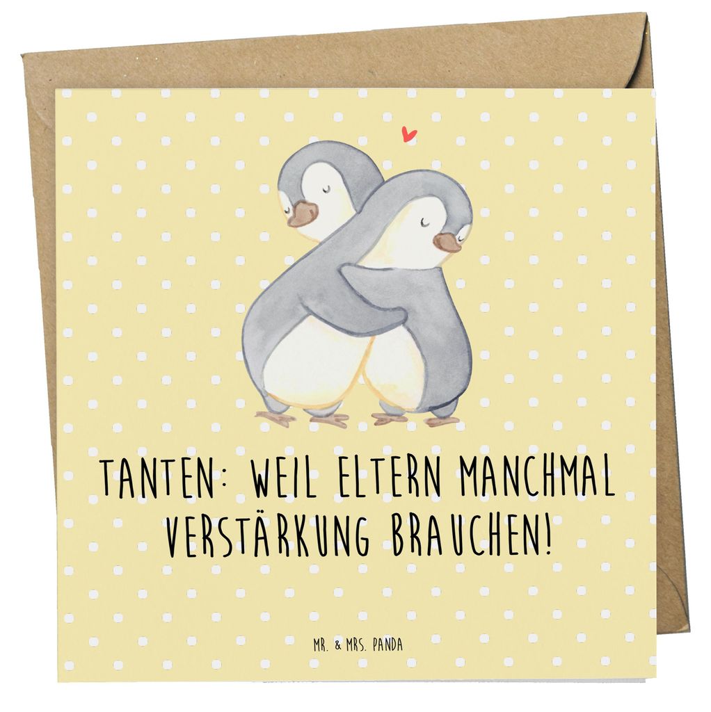 Mr. & Mrs. Panda doppelkarte Liebe Tanten - Gelb Pastell - Geschenk, Glückwunschkarte, persönliche Erinnerungen, anlasskarte, Klappkarte, faltkar...