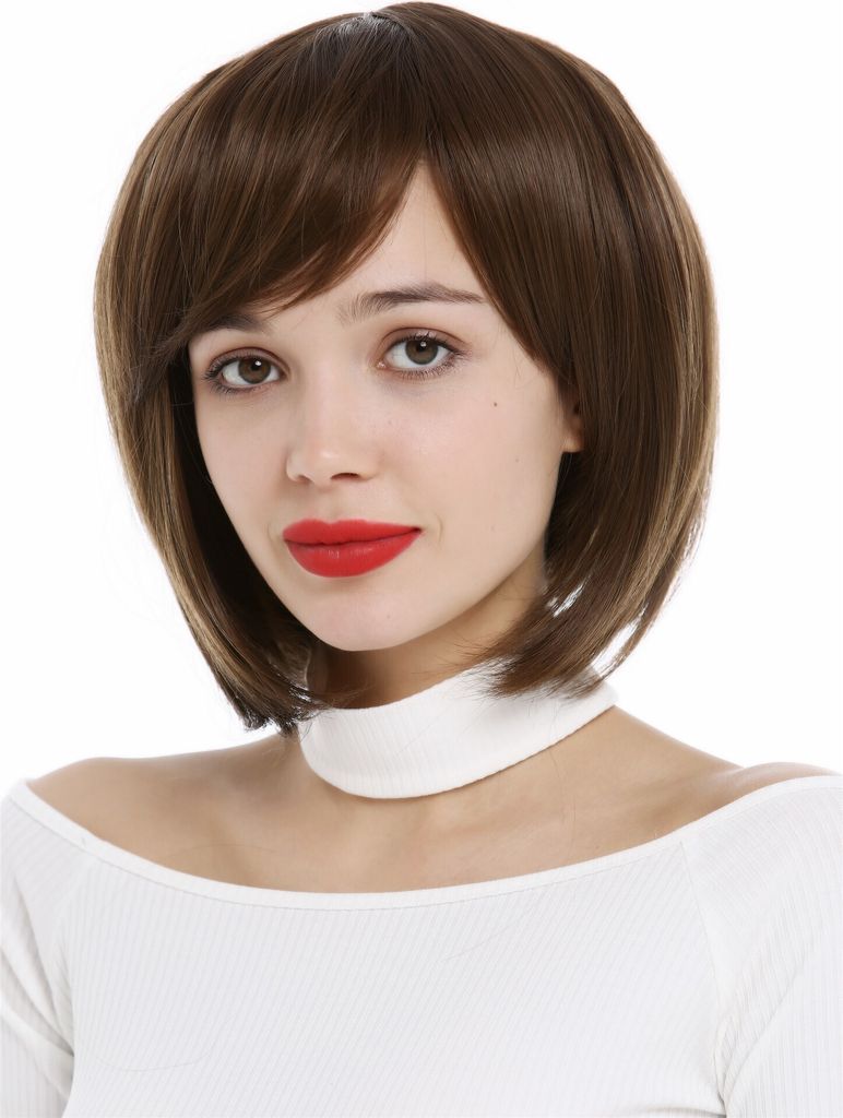 WIG ME UP Perücke kurz Bob Longbob Scheitel Braun Produktbild 