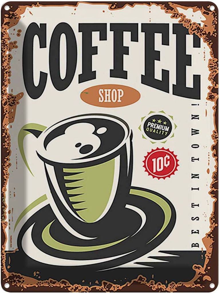 vianmo Blechschild 40x30 cm Kaffee Coffee Shop premium Essen Trinken