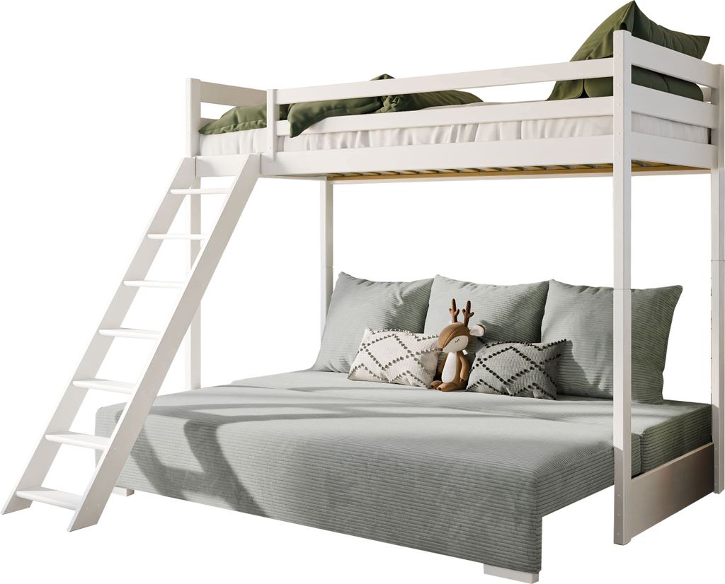 Hochbett 90x200 cm mit Schlafsofa 140x200 cm Couch in Produktbild 