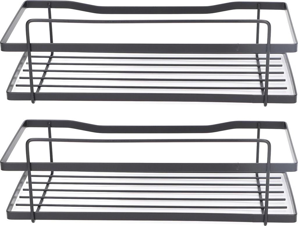 Badezimmer Wandorganisator Rostfreie selbstklebende Kohlenstoffstahl Dusche Regale mit Haken für Toilette Küche Schwarz