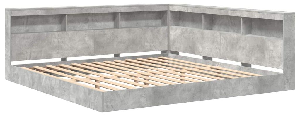vidaXL Bücherregal-Bett mit Regal Betongrau 180 x 200 cm Produktbild 