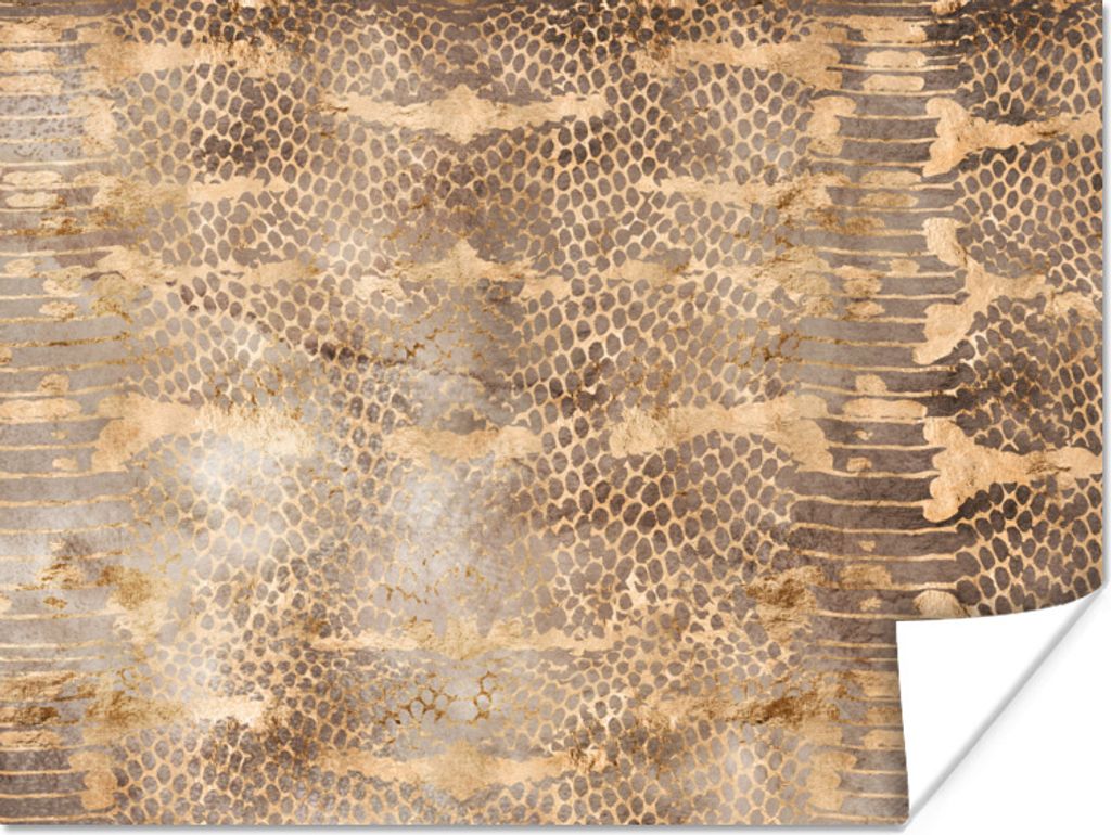 MuchoWow Poster Tiermuster - Schlange - Gold - Schick 80x60 cm - Kunst für zu Hause