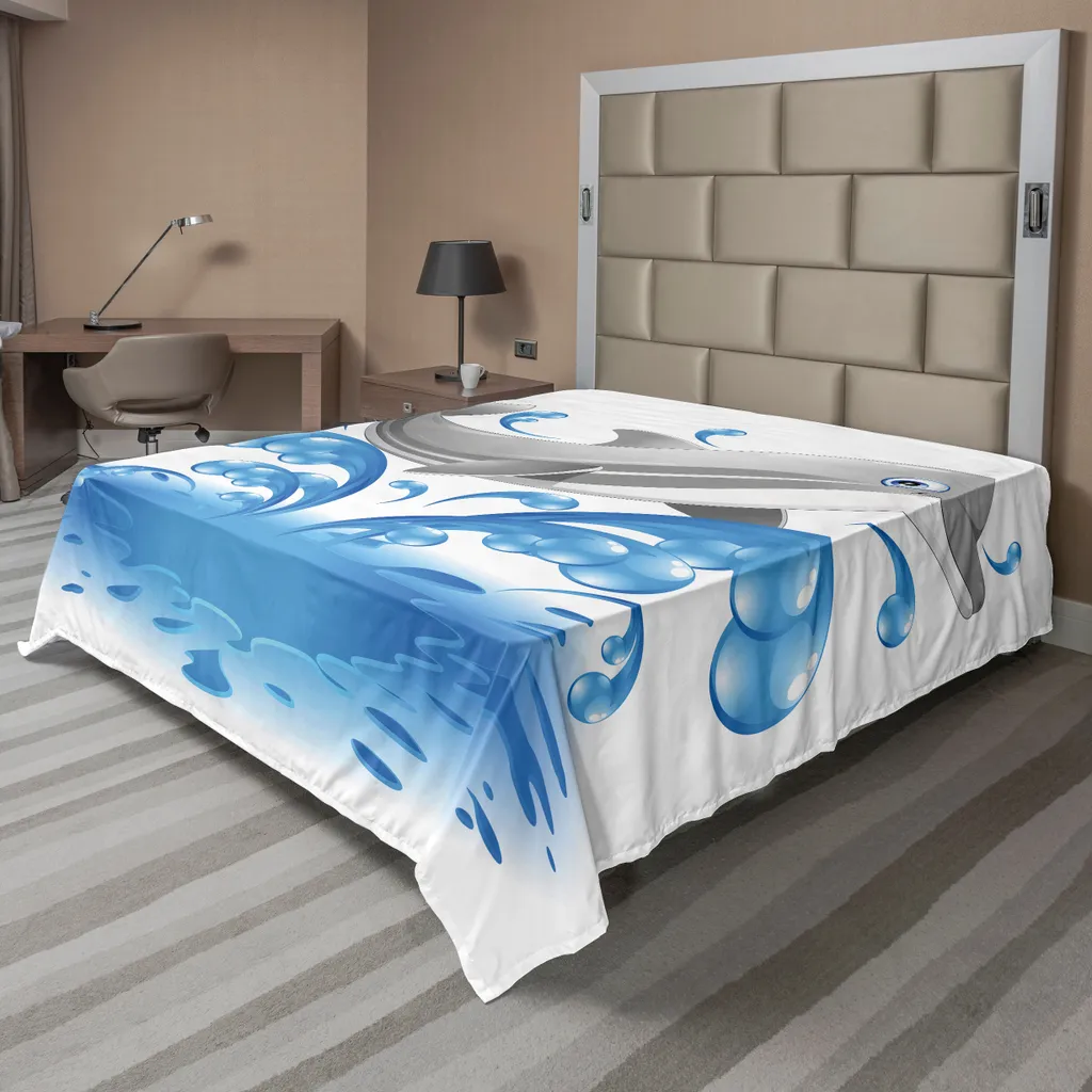 Drap de Lit Anti-Plis et Hypoallergénique Motif Dauphin Sautant