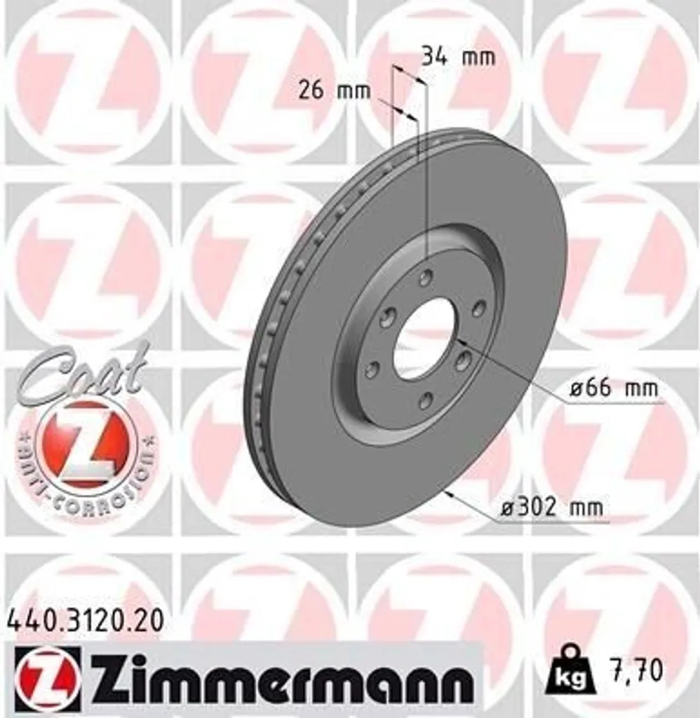 Disque de Frein Anti-Corrosion Zimmermann pour Opel Mokka et Peugeot 208