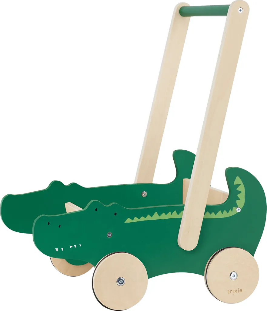 Poussette Mr. Crocodile Trixie en Bois Durable avec Roues Gomme