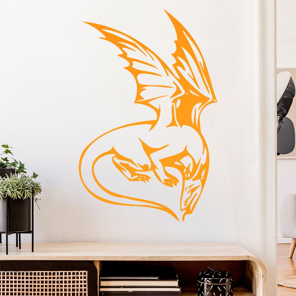 Mystischer Drachen Wandtattoo in 6 Größen - Wandaufkleber Wall Sticker - Dekoration, Küche, Wohnzimmer, Schlafzimmer, Badezimmer