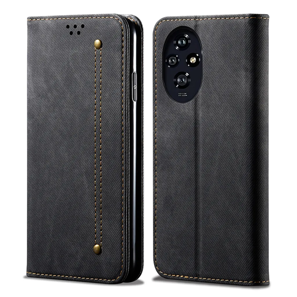 Honor 200 Pro Custodia Portafoglio Pelle Nera Fashion con Supporto