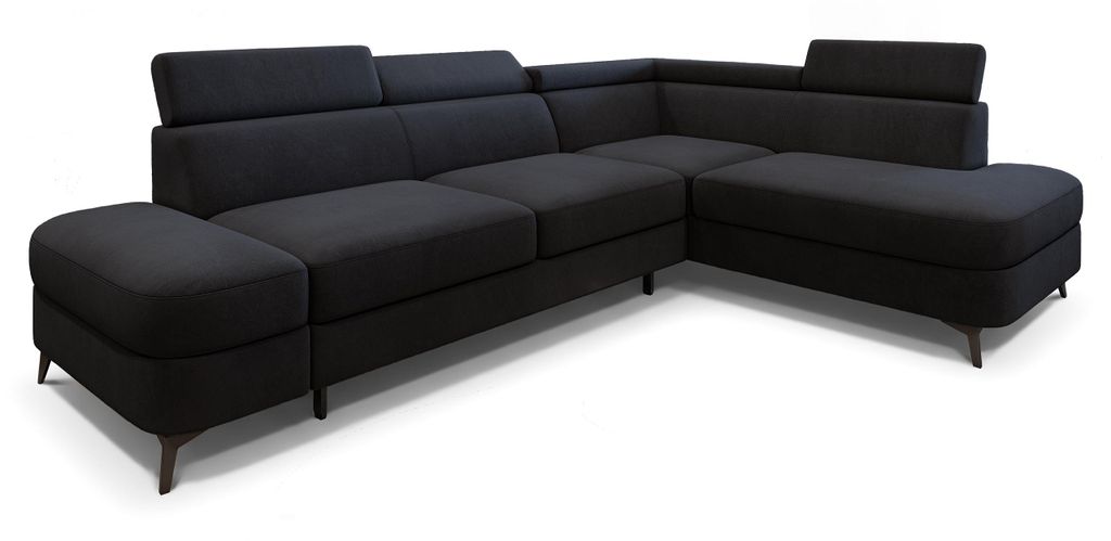 Masseno Ecksofa AVISE MV R-S mit Schlaffunktion L-Form, Sofa mit Bettkasten, Wohnzimmersofa, Couch, Soffa, Bettsofa, Couchgarnitur- Schwarz, MATT V...