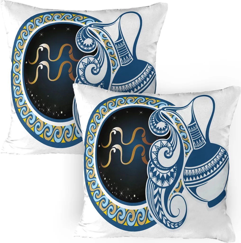 ABAKUHAUS Zodiaque Housse de Coussin 80x80 cm Verseau Lot de 2 Multicolore