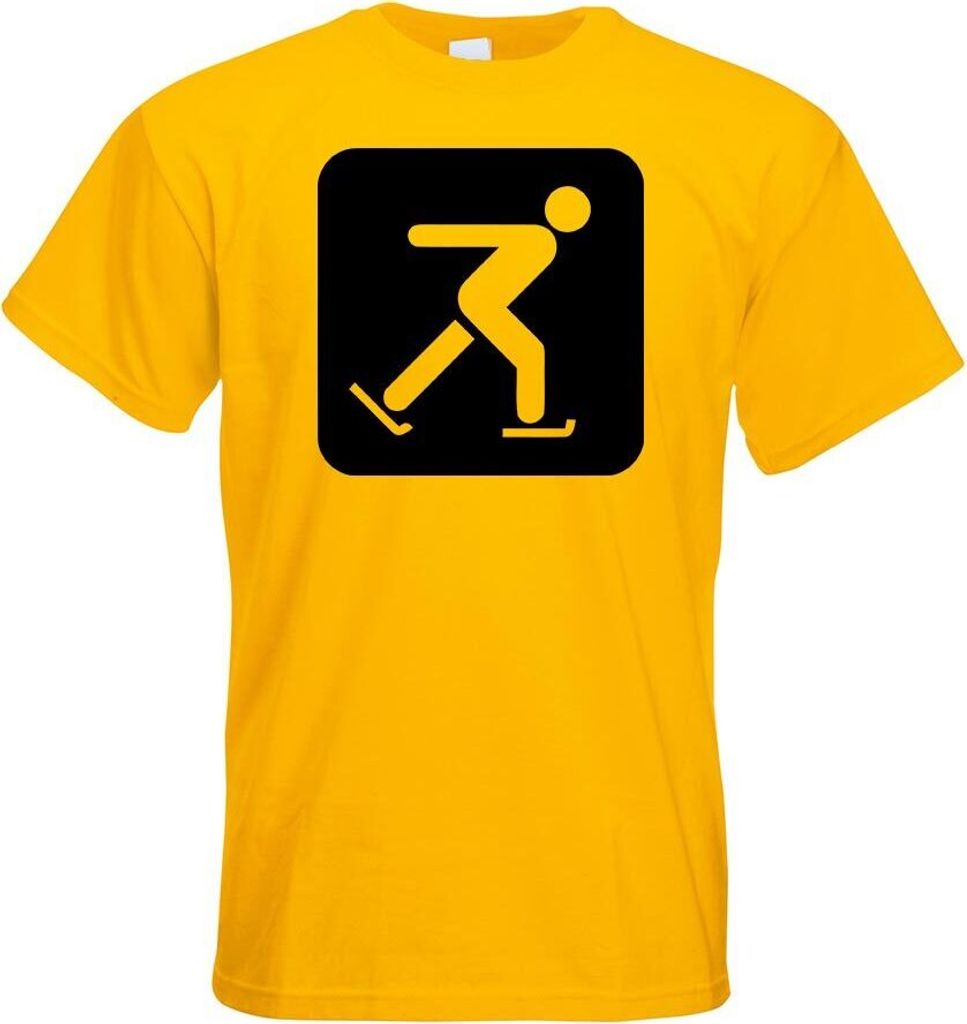 Kiwistar - T-Shirt - gelb - Schlittschuhlaufen Piktogramme Herren Funshirt Bedruckt Design Sprüche Spruch Motive - mit Motiv Bedruckt - Funshirt D...