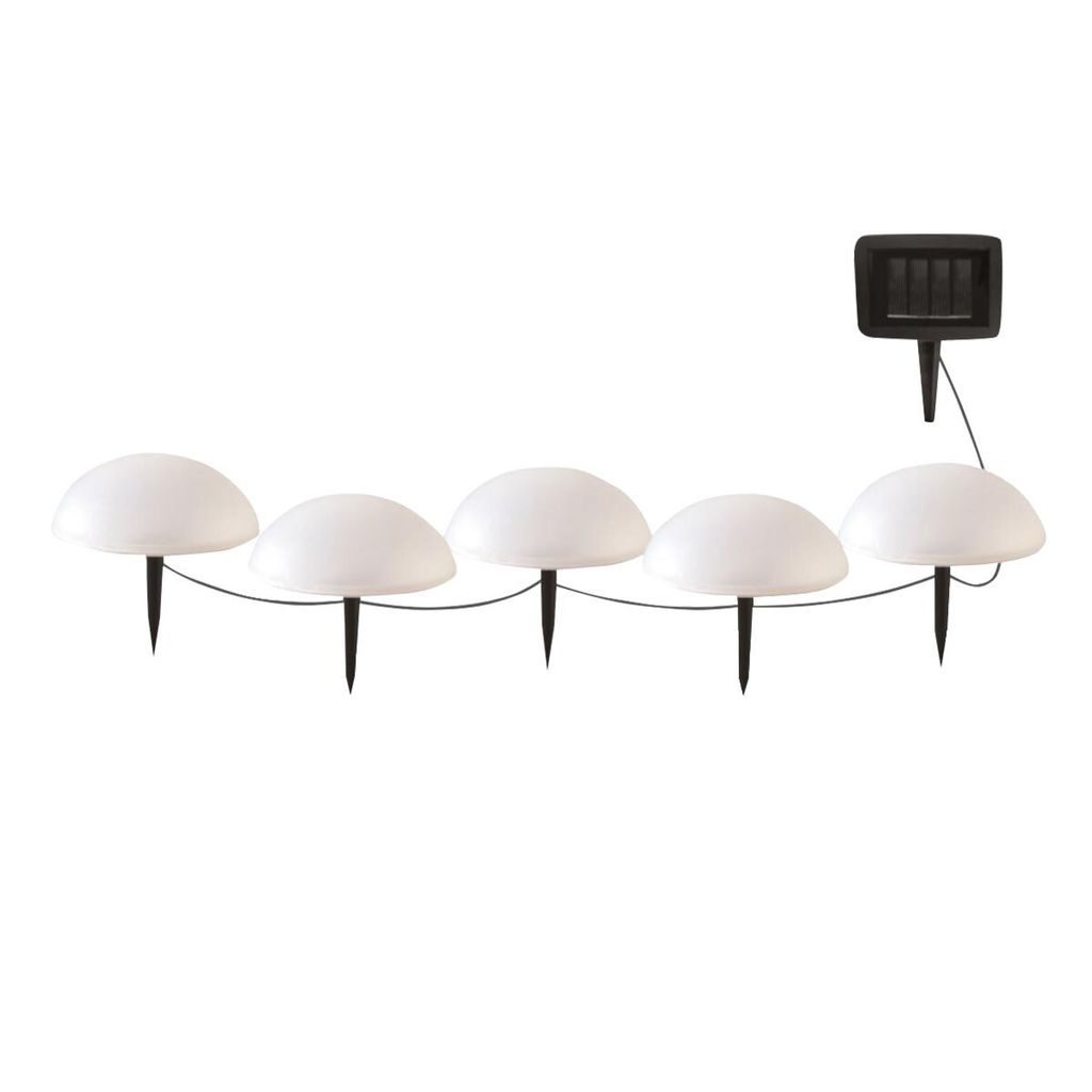 Set Mit 5 Halben Solar Erdspießen HALF MOON d15cm